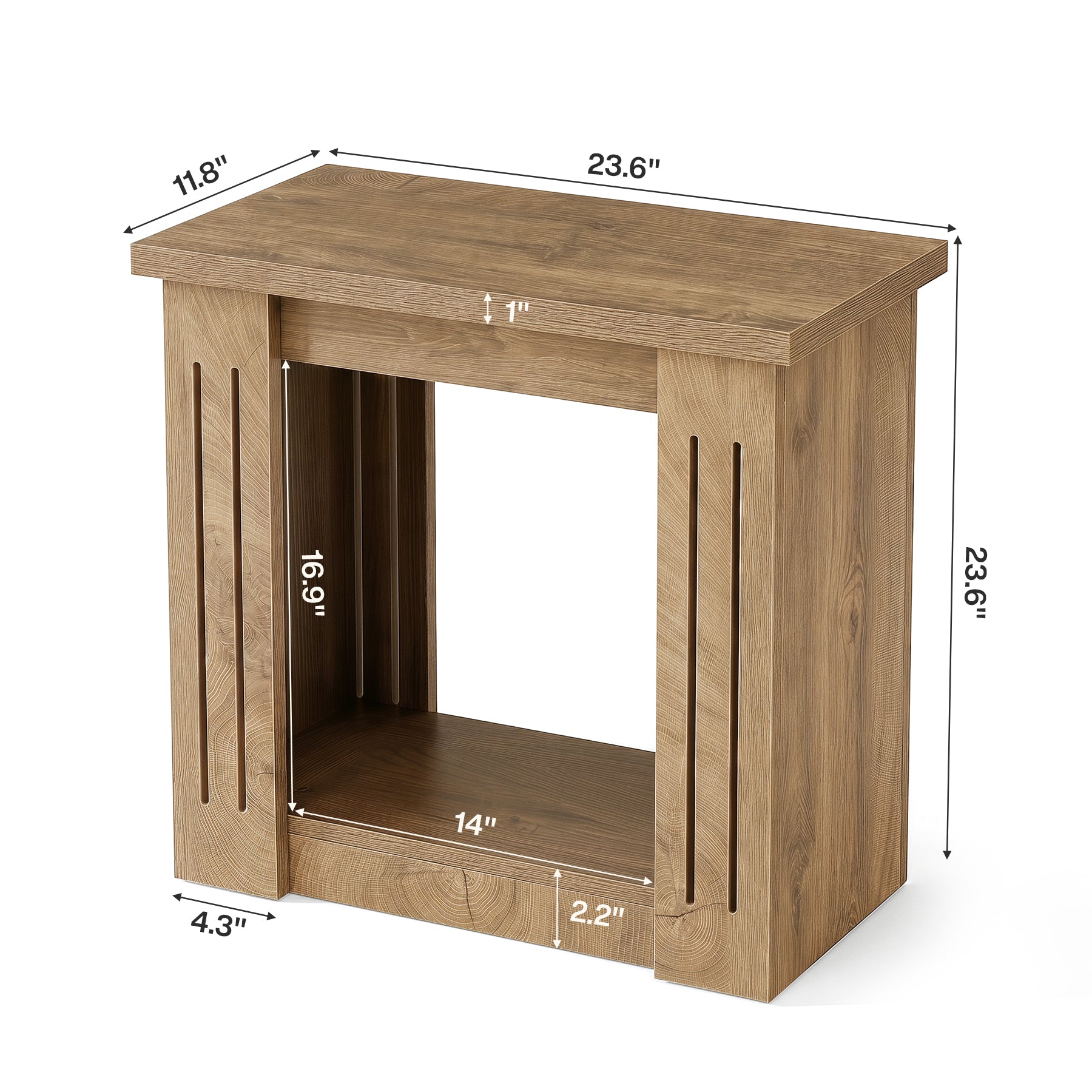 2-Tier Farmhouse End Table, 23.6" Side Table Nightstand with Storage for Living Room