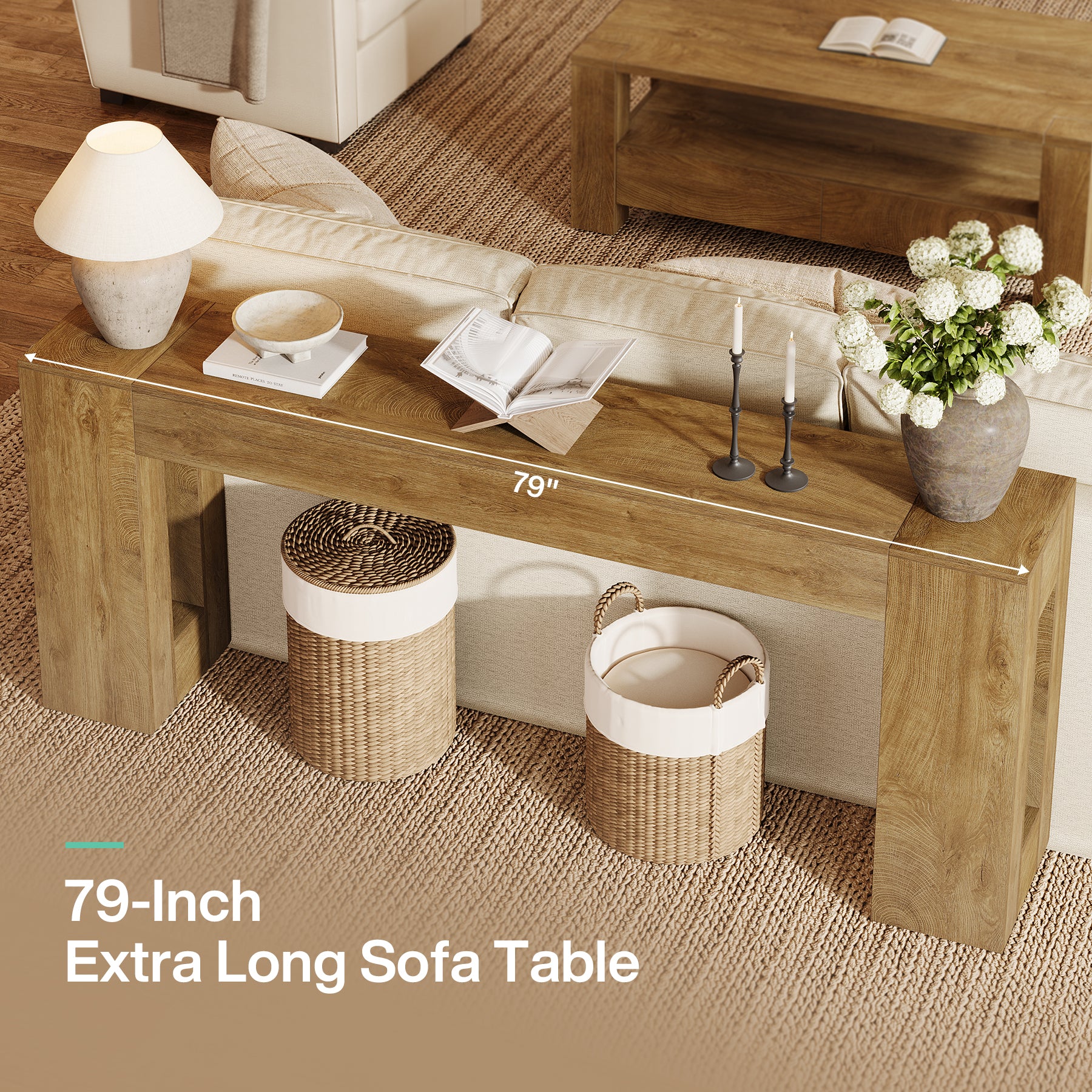 Tribesigns 78.74" Console Table, Modern Geometric Sofa Table for Entryway