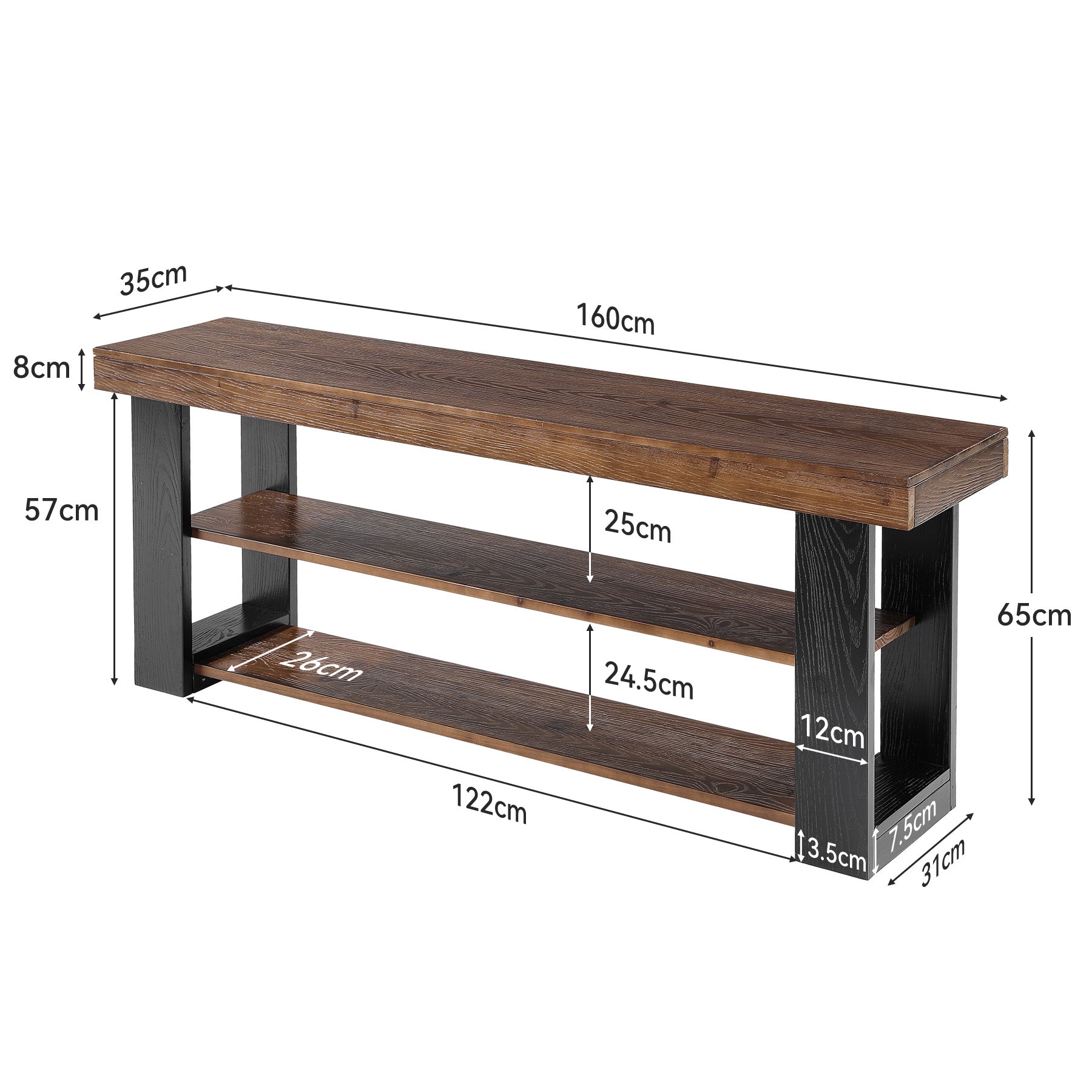 63" TV Stand for 65/70" TVs, Farmhouse Solid Wood Media Console, Entertainment Center