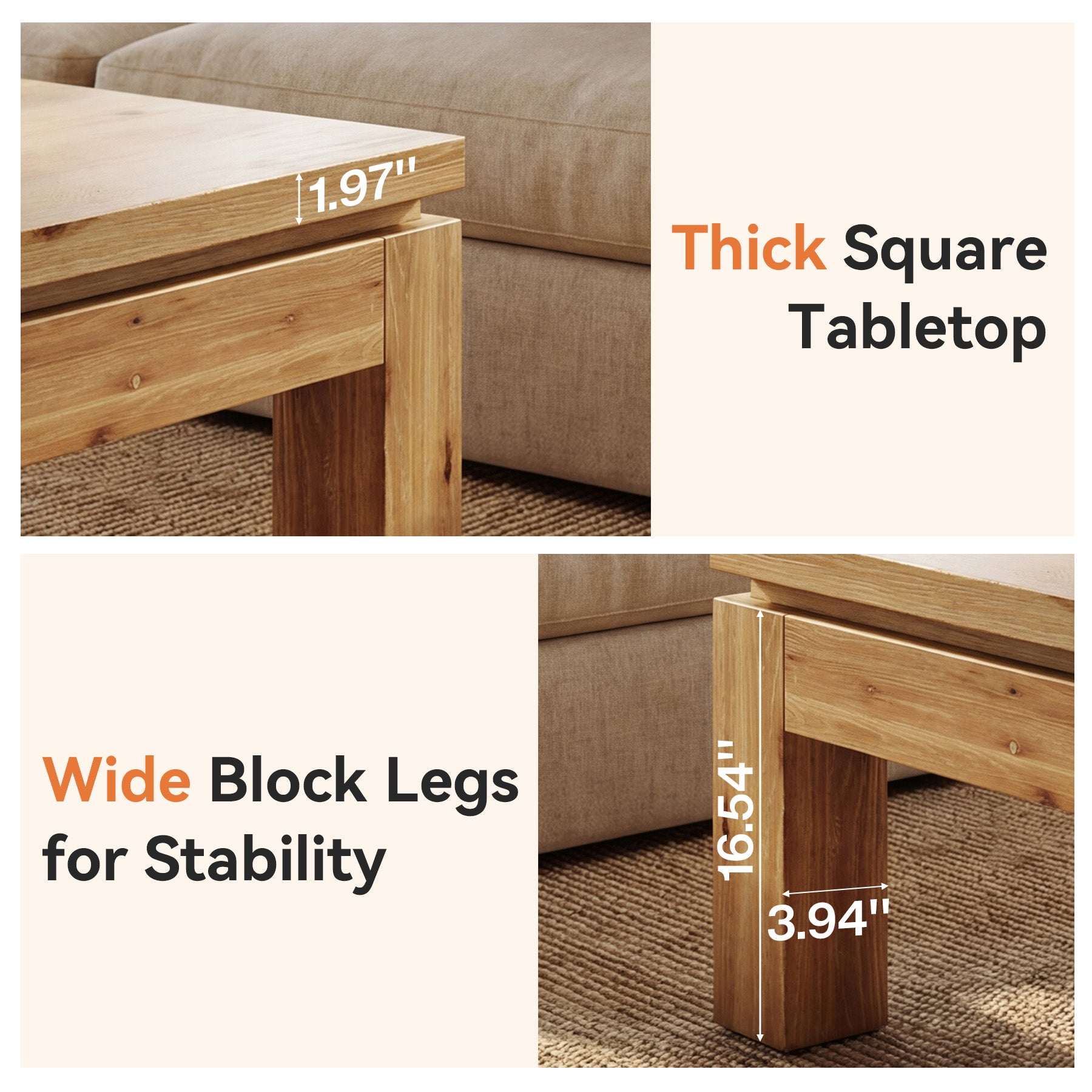 Tribesigns 31.5" Square Coffee Table with Solid Wood Build, Farmhouse Table for Living Room and Small Spaces