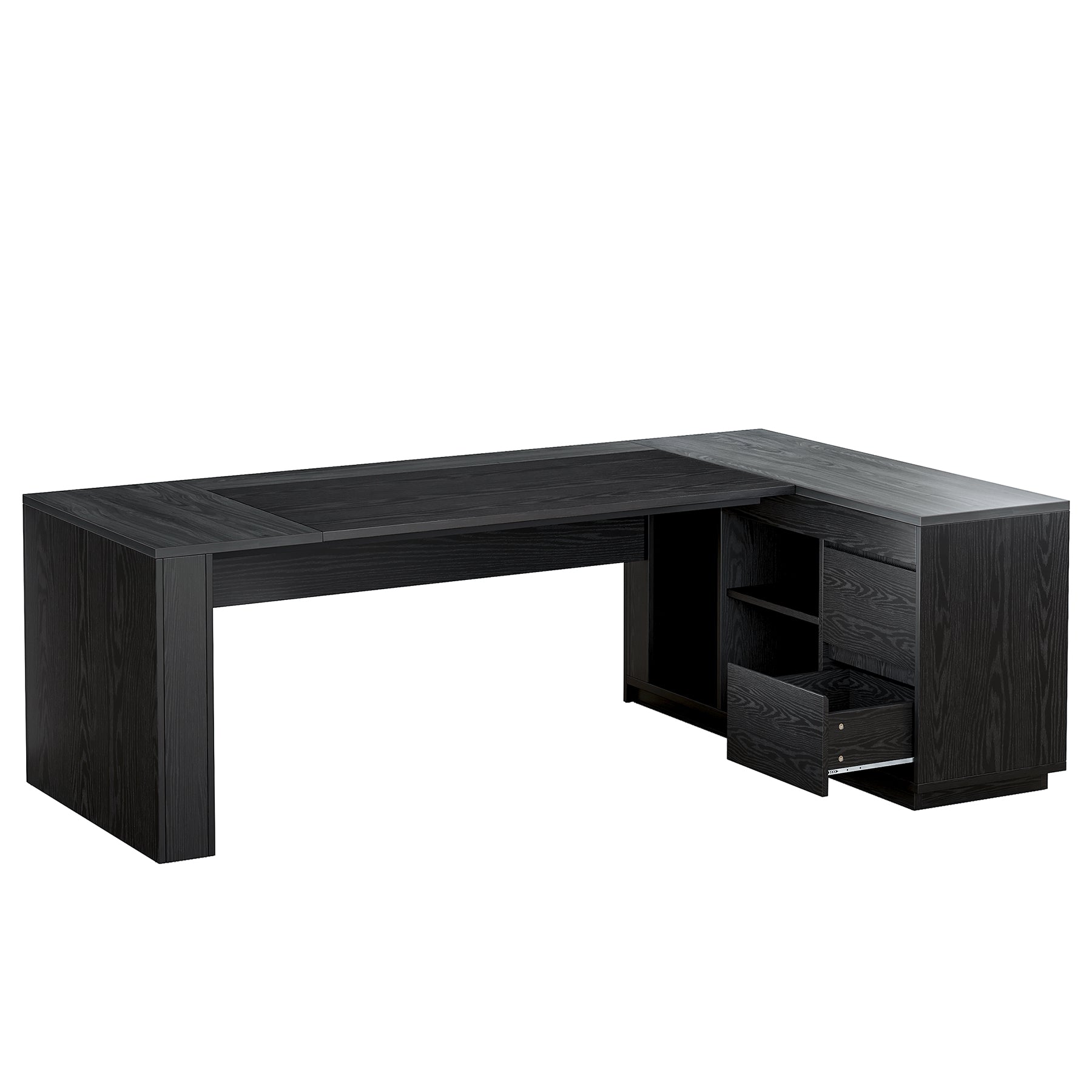L-Shaped Executive Desk, 78.7" Computer Desk with Cabinet and Storage Shelves