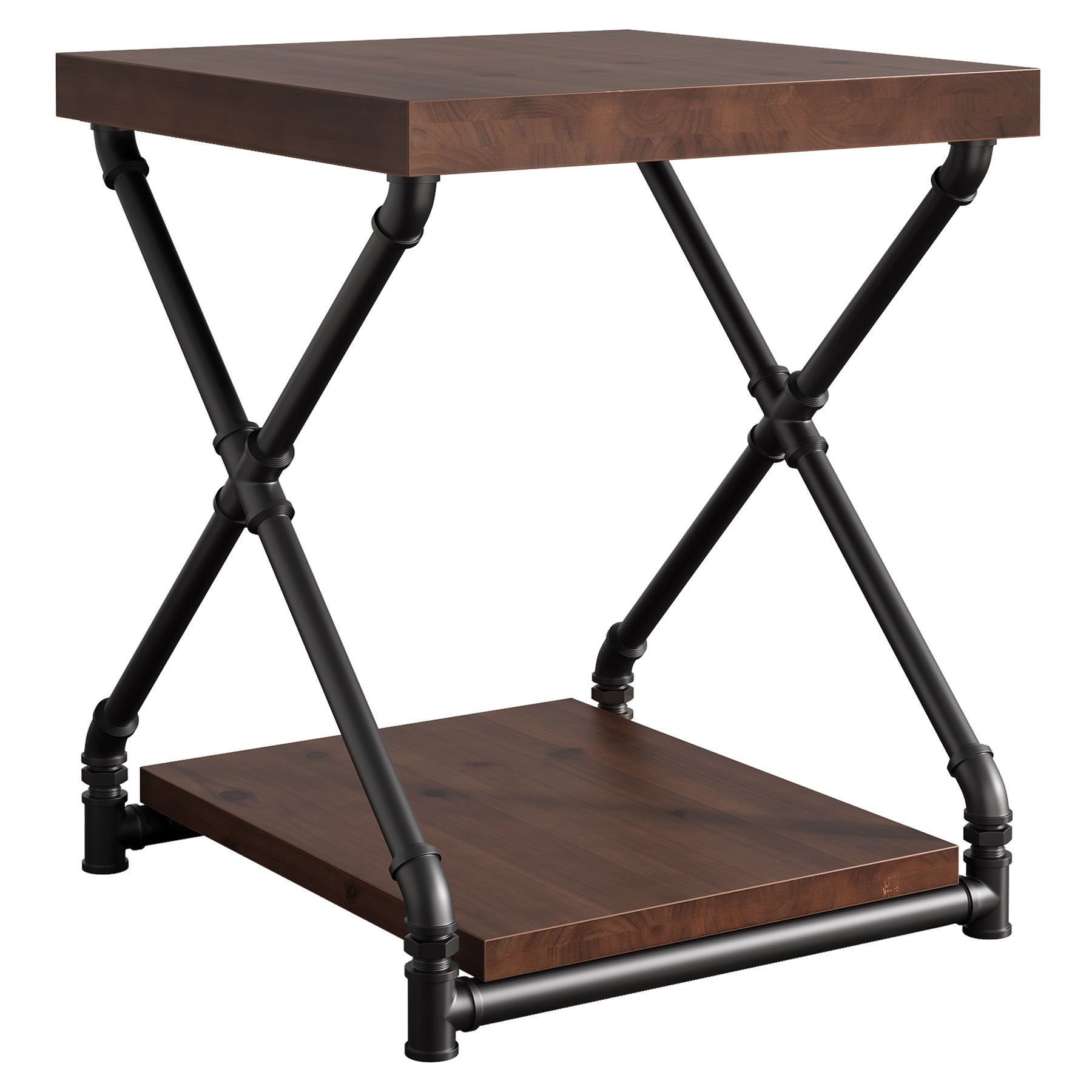 19.68" Solid Wood End Table, Sofa Side Table  with Storage Shelf for Living Room