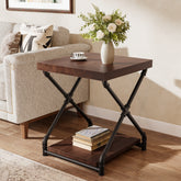 19.68" Solid Wood End Table, Sofa Side Table  with Storage Shelf for Living Room 3