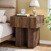 19.6" Fluted Nightstand, Wooden Bedside Table with Storage Drawer Tribesigns 3