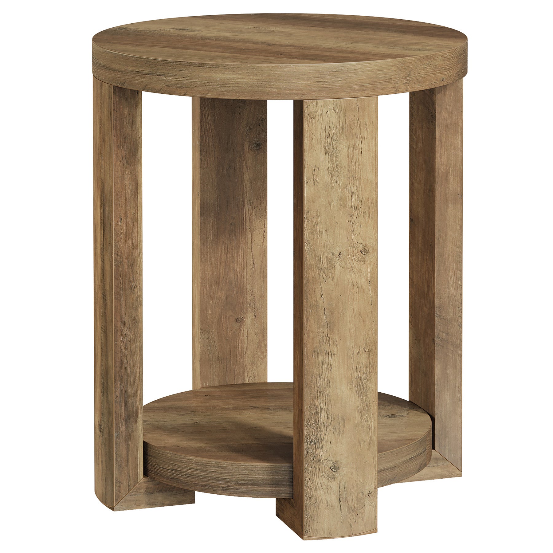 19.6" Side Table, 2-Tier Round End Table Bedside Table