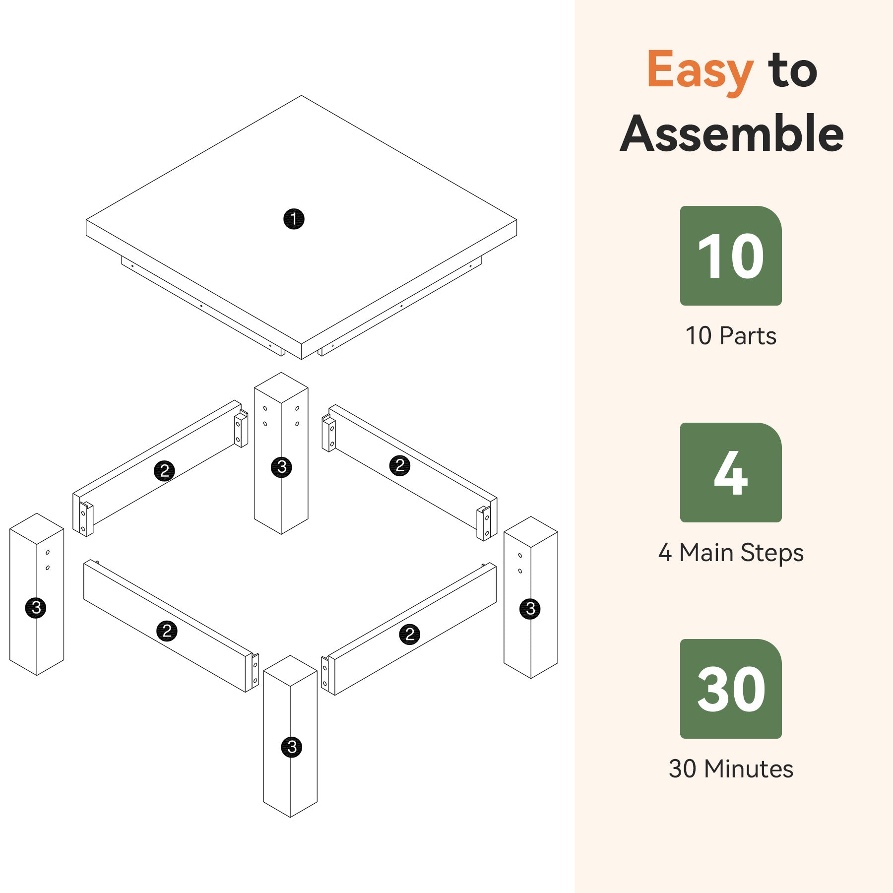 Tribesigns 31.5" Square Coffee Table with Solid Wood Build, Farmhouse Table for Living Room and Small Spaces