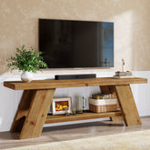 Solid Wood TV Stand with 2-Tier Shelf, 63" TV Media Console for TVs up to 75" 3