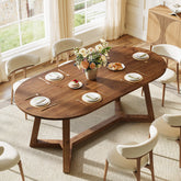 Solid Wood Oval Dining Table, 63" Kitchen Table with Sturdy Tapered Legs for 4-6 3