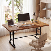63" Solid Wood Executive Desk with Metal Legs, Farmhouse Home Office Computer Desk 3