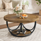 31.5" Round Coffee Table with Storage Shelf, Cocktail Table For Living Room