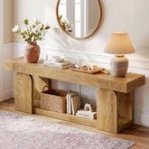 63" Farmhouse Console Table with 2-Tier Storage, Wooden Entryway Sofa Table for Hallway & Living Room 3
