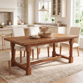 63" Solid Wood Dining Table, Farmhouse Kitchen Table with Trestle Base for 4-6 3