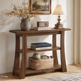 41" Solid Wood Console Table, 3-Tier Narrow Entryway Sofa Table for Living Room Hallway 3
