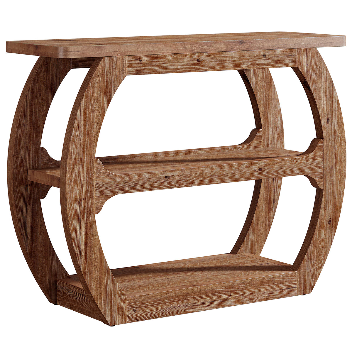 41" Farmhouse TV Stand for 55" TV, 3-Tier Solid Wood Small Entertainment Center, TV Console