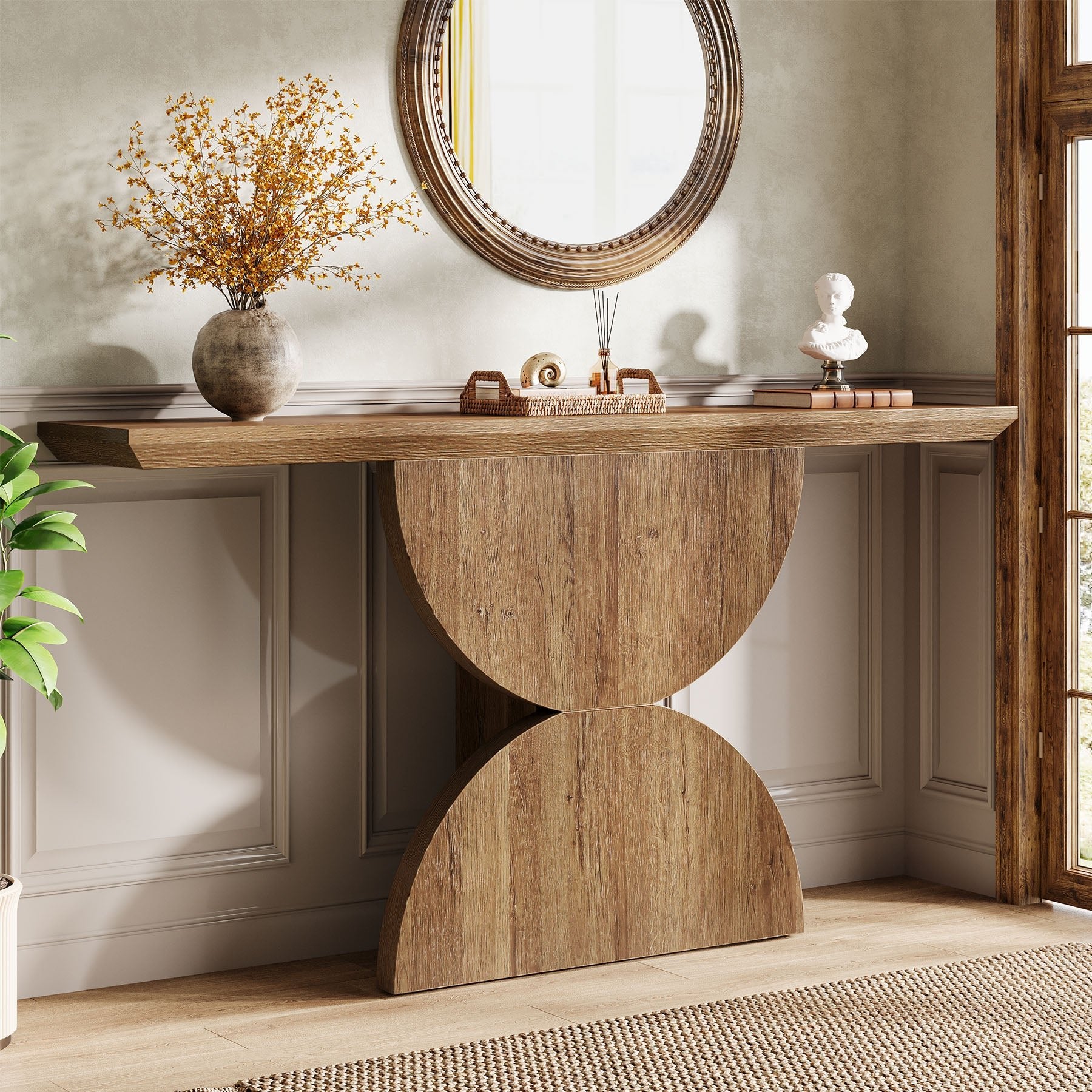 63" Console Table, Narrow Entryway Table with Unique Sturdy Base