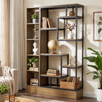70.9" Bookcase, Industrial Bookshelf Display Rack with Open Shelves & Metal Frame