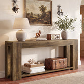 79" Console Table with Storage Shelf, Farmhouse Narrow Sofa Table Behind Couch 3