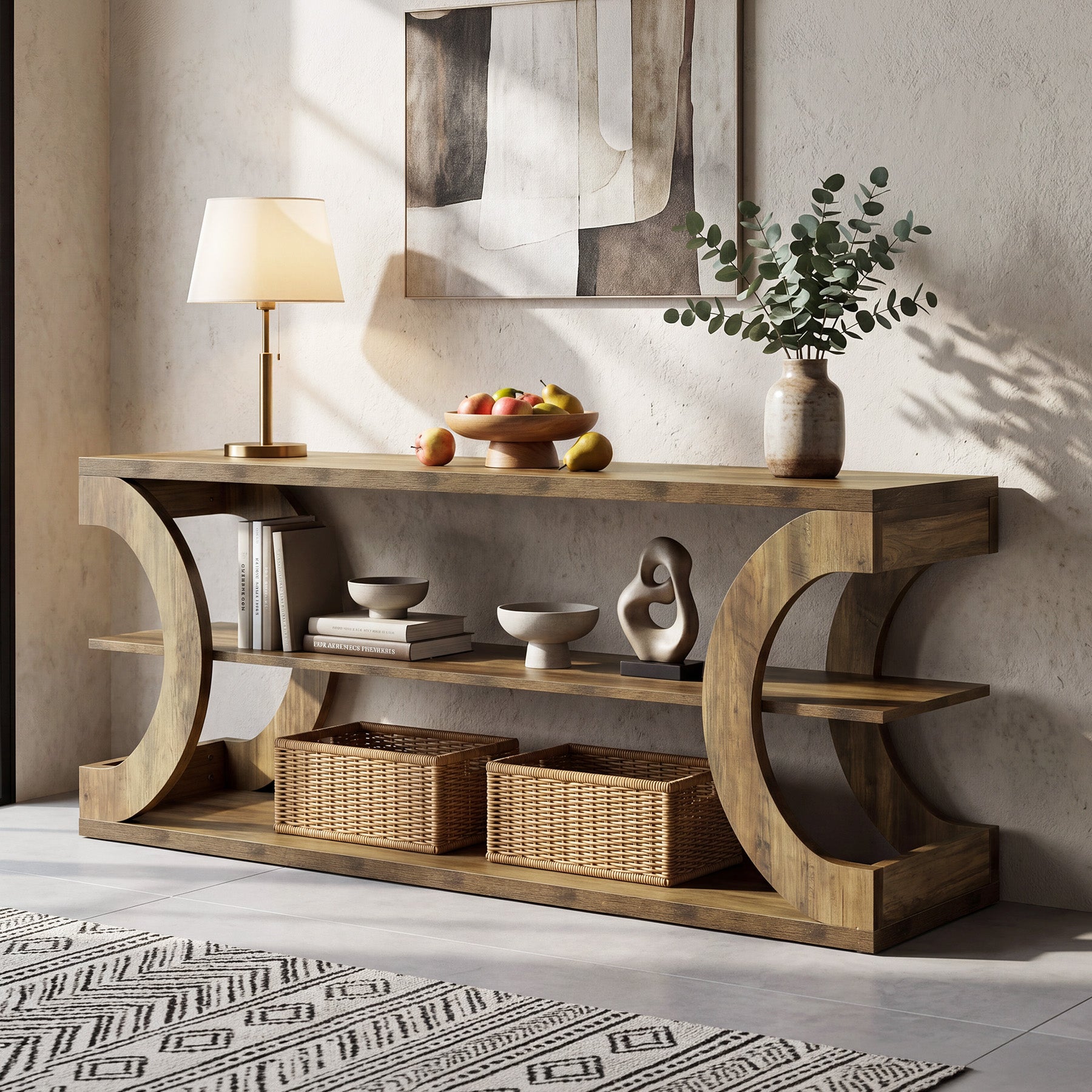 3-Tier Console Table, 63" Farmhouse Entryway Sofa Table for Hallway