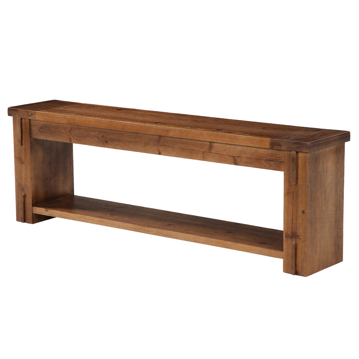 71" Farmhouse Solid Wood TV Stand for TVs Up to 75", 2-Tier Open Storage