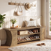 63" Entryway Bench with Shoe Storage, 3-Tier Farmhouse Shoe Bench for Hallway 3