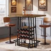 39.4" Bar Table with Storage, 3-Tier Counter Height Pub Table with Glass Holder & Wine Rack 3