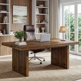 Tribesigns 63" Solid Wood Desk, Farmhouse Executive Computer Desk for Home Office 3