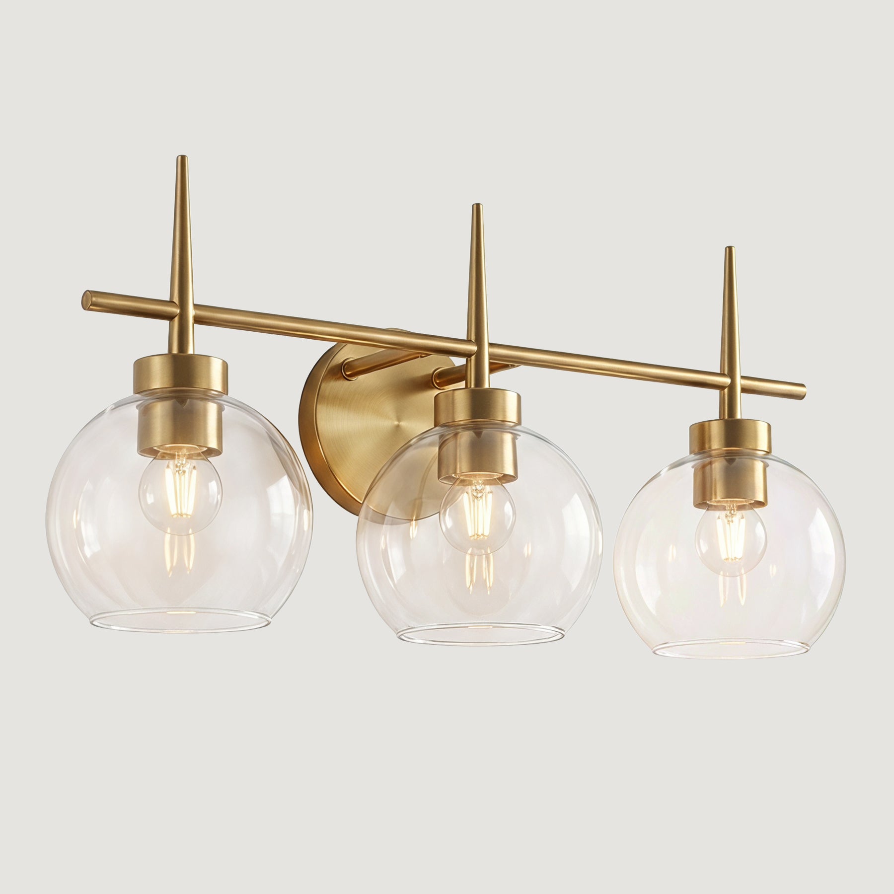 3-Light Bathroom Vanity Light, Modern Brass Finish Wall Sconce Fixture Over Mirror