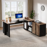 74" Executive Desk, L-Shaped Computer Desk Office Desk With Cabinet 3