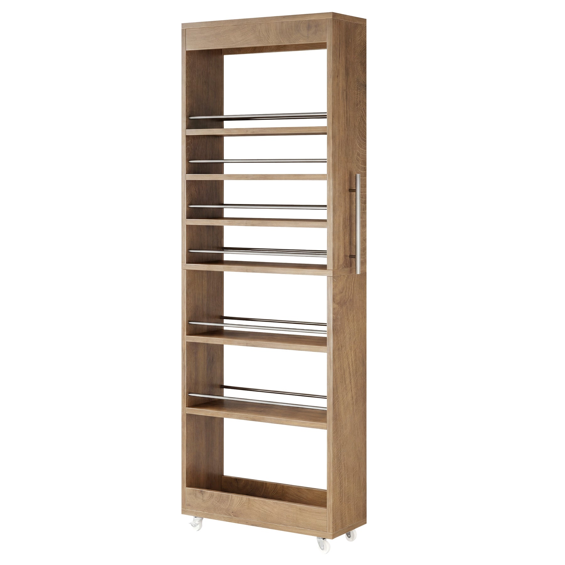 73" Slim Storage Cart on Wheels, 7-Tier Narrow Pantry Rack Cabinet Organizer