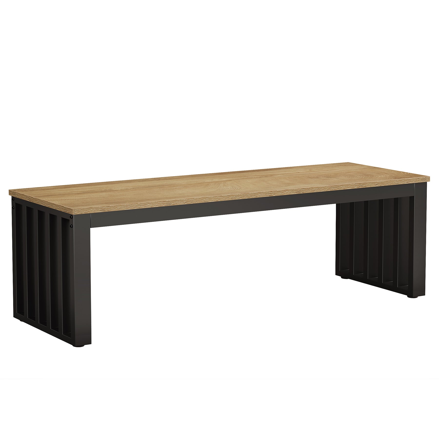 47.3" Entryway Bench, Wooden End of Bed Bench with Sturdy Metal Frame