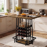 Kitchen Island with 3 Shelves, 39.4" Kitchen Shelf with Large Worktop & Glass Holder 3
