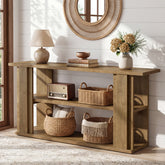 63" Farmhouse Console Table, Narrow Entryway Sofa Table with 3-Tier Storage Shelves 3