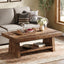 2-Tier Solid Wood Coffee Table, 47" Farmhouse Wood Center Table with Storage