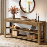 63" Farmhouse Console Table with 3-Tier Shelves, Narrow Wooden Sofa Table with Storage for Entryway, Hallway, or Living Room 3