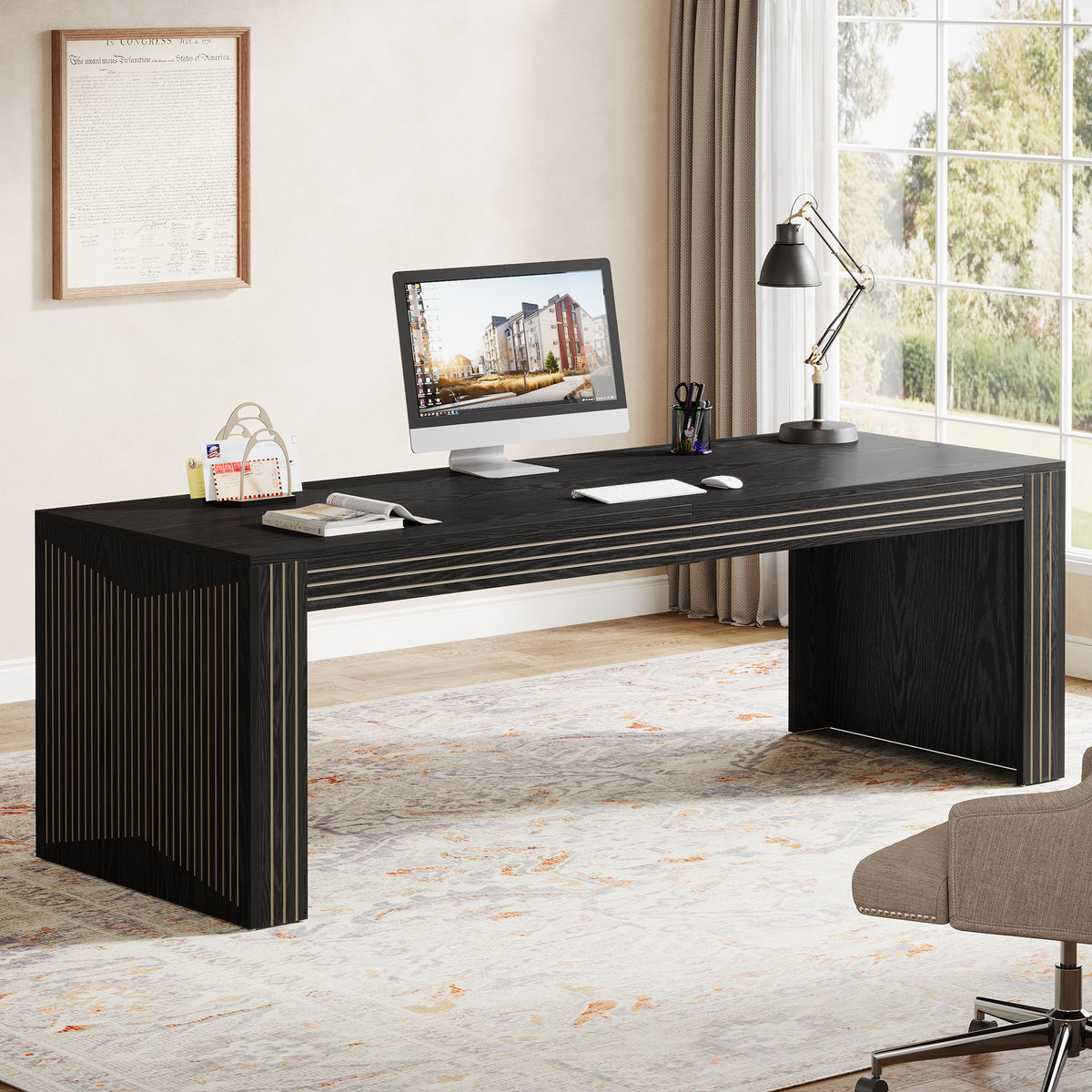 79" Two Person Desk, Double Computer Desk for Home Office