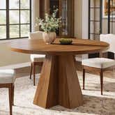 Round Dining Table for 4, Circle Kitchen Table with Pedestal Base 3