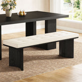 55" Solid Wood Dining Bench with Removable Cushion For Dining Room 3
