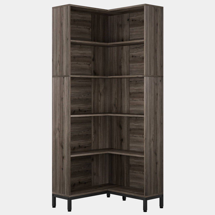 6-Tier Corner Bookcase, 71 inch L-Shaped Etagere Bookshelf Tribesigns