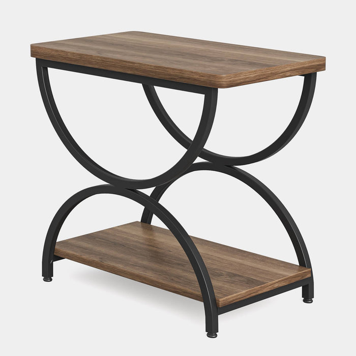 2-Tier End Table, Rectangular Side Table with Stylish Metal Frame Tribesigns