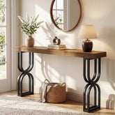 59" Solid Wood Console Table, Narrow Sofa Table with Metal U-Shaped Legs, Industrial Entryway Table for Hallway & Living Room 3