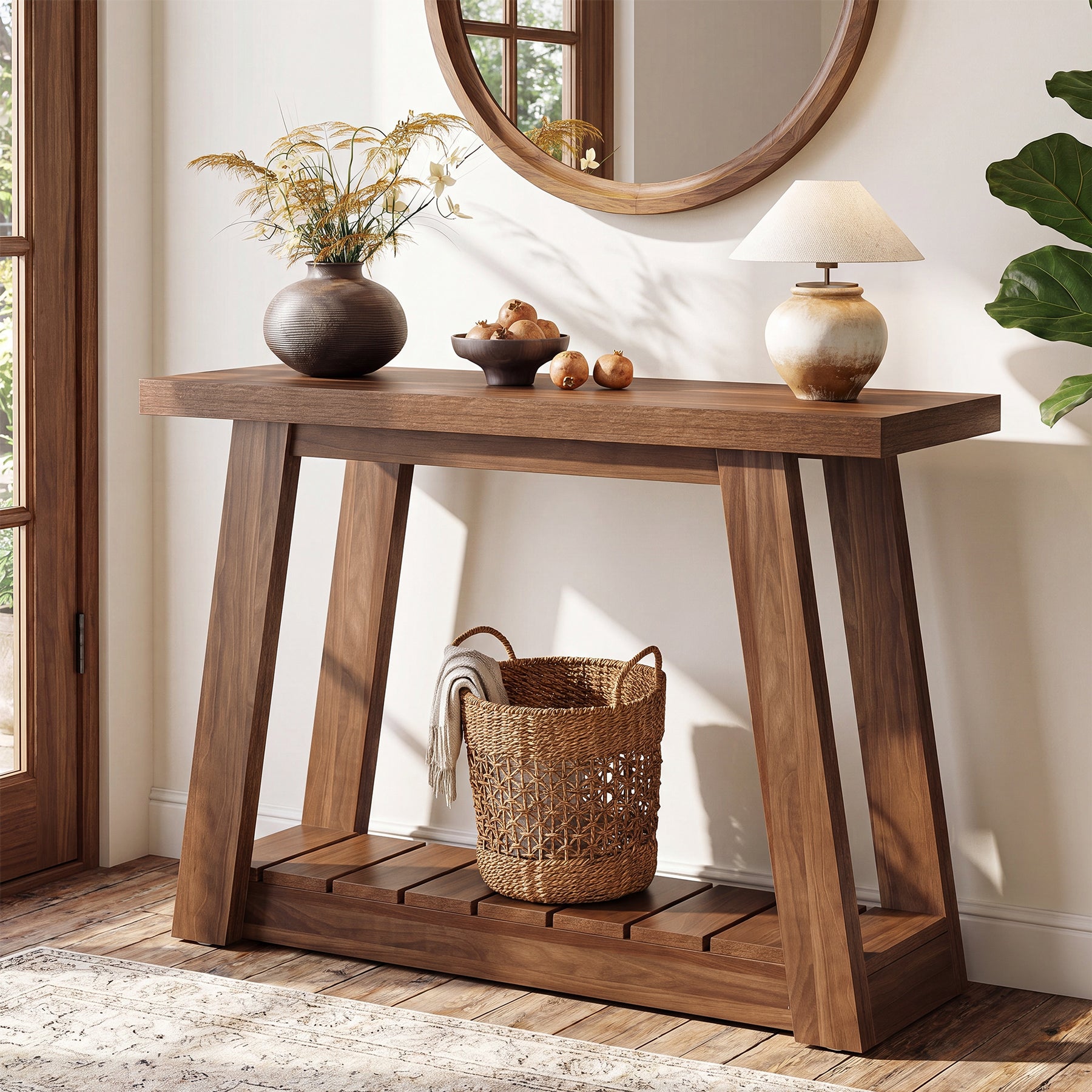41.3" Farmhouse Console Table, 2-Tier Entryway Table Narrow Sofa Tables for Living Room
