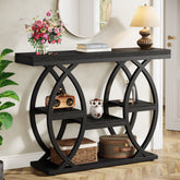 39" Console Table, 4-Tier Sofa Table Entryway Table with Storage Shelves 3