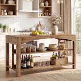 Tribesigns 59-Inch Kitchen Island, Solid Wood Island Table with 3-Tier Storage for Kitchen Dining Room 3
