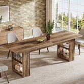 79” Farmhouse Dining Table, Large Kitchen Table with Storage Shelves for Dining Room & Kitchen 3