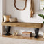 55" Entryway Shoe Bench, Industrial End of Bed Stool with Metal X-Shaped Legs
