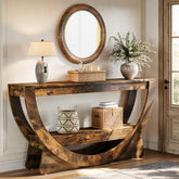 63" Console Table, 2 - Tier Entryway Table with Storage Shelves & Arched Frame Tribesigns 3