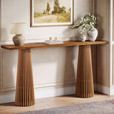 63" Console Table with Unique Base, Wooden Sofa Table Behind The Couch 3