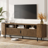 71 Inch TV Stand with Fluted Sliding Doors and Storage, Mid Century Media Console for Living Room 3