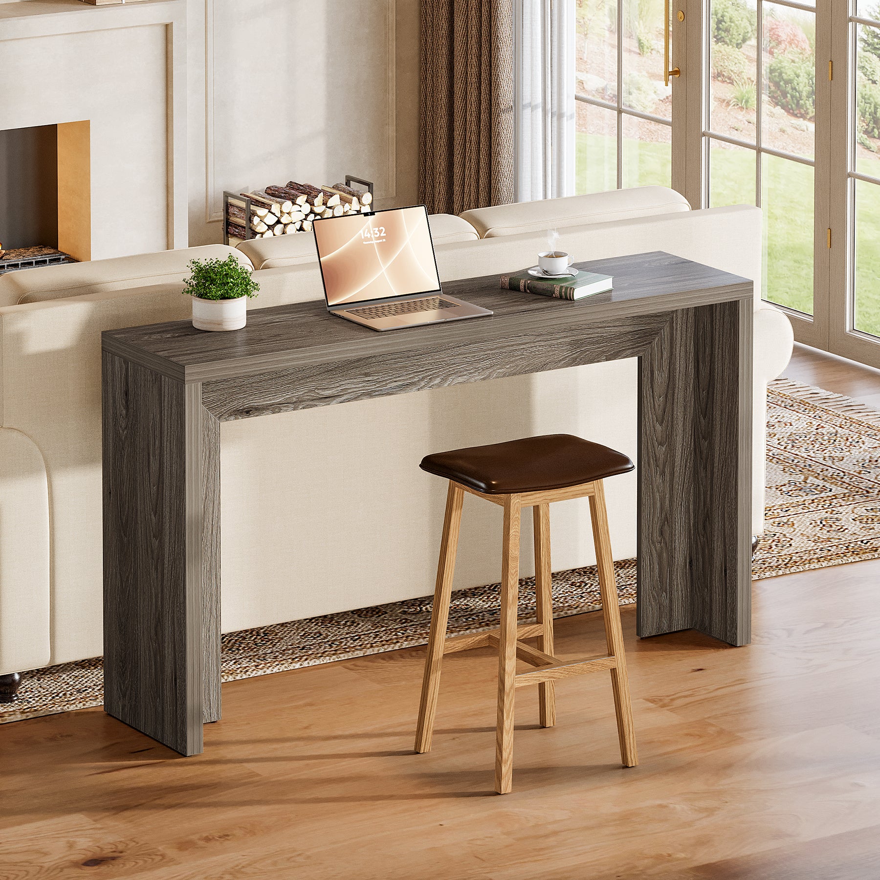 55" Farmhouse Console Table with Storage, Narrow Wooden Entryway Sofa Table for Hallway, Foyer, or Living Room