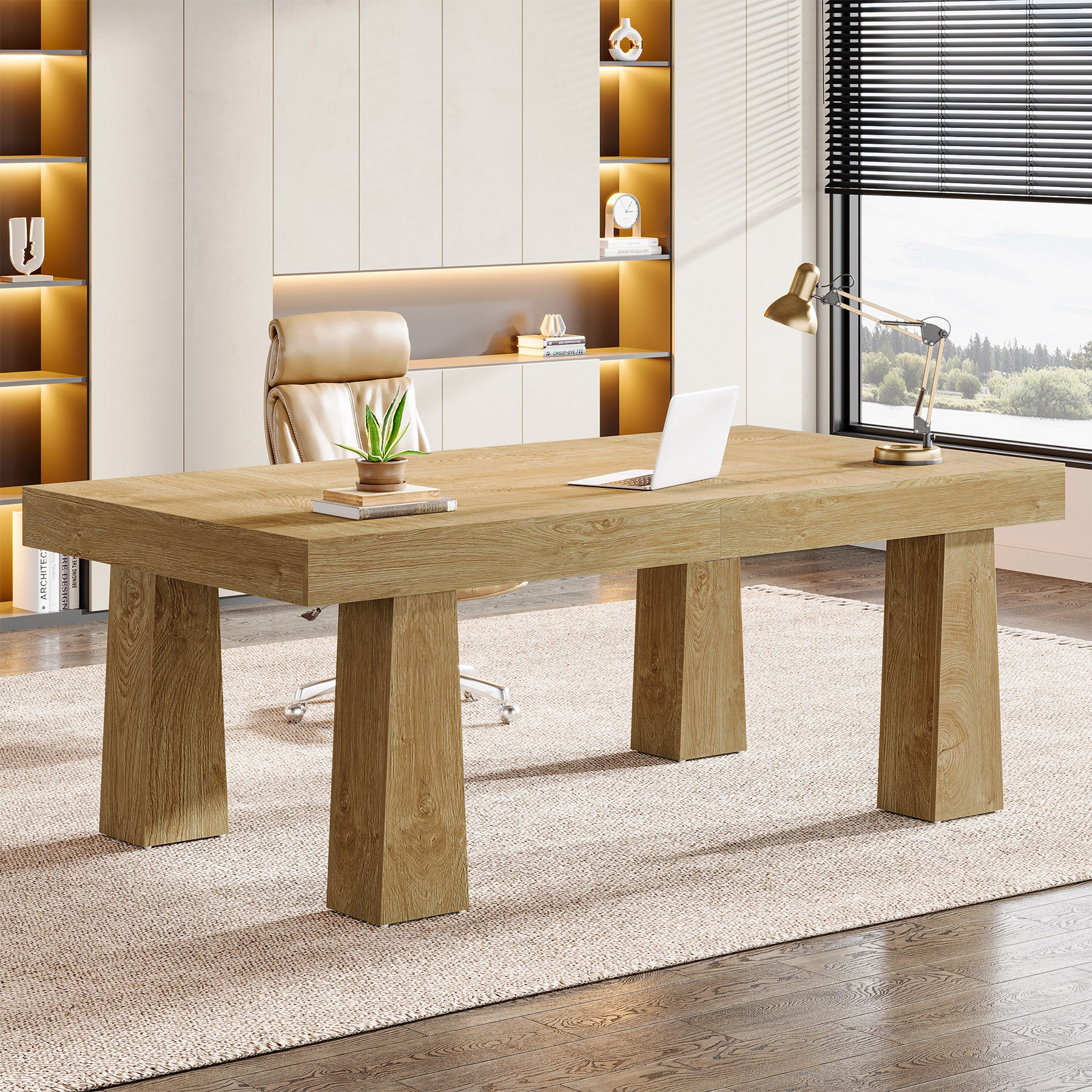 63" Executive Desk, Modern Home Office Desk Computer Desk